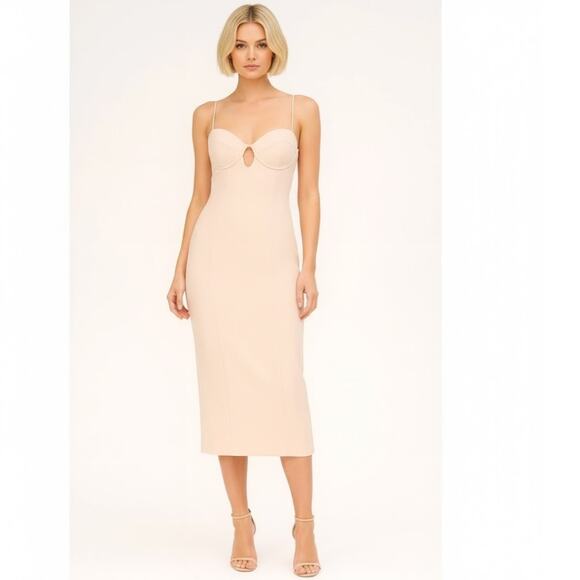 MISHA Kai Midi Dress NWT Pink Shell Nude Size 2 - Picture 1 of 8